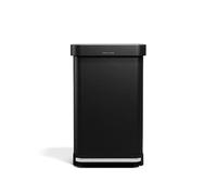 simplehuman Rectangular Pedal Bin, 45L Kitchen Bin, Liner Rim System, Liner Pocket®, 150,000-Step Pedal, Lid Shox® Silent Close, Matte Black Steel