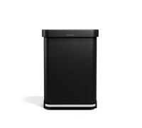 simplehuman Rectangular Pedal Bin, 55L Kitchen Bin, Liner Rim System, Liner Pocket®, 150,000-Step Pedal, Lid Shox® Silent Close, Matte Black Steel