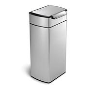 simplehuman Rectangular Touch-Bar Bin, 30L Kitchen Bin, Touch-Bar Opens with Hand, Elbow, or Hip, Stay-Open Lid, Removable Inner Bucket, Brushed Stainless Steel