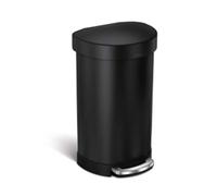 simplehuman Semi-Round Pedal Bin, 45L Kitchen Bin, Liner Rim, 150,000-Step Pedal, Lid Shox® Silent Close, Matte Black Steel