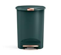 simplehuman Semi-Round Pedal Bin, 50L Kitchen Bin, Studio Edition, Pet-Proof Slide Lock, 150,000-Step Pedal, Lid Shox® Silent Close, Hunter Green Plastic
