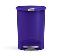 simplehuman Semi-Round Pedal Bin, 50L Kitchen Bin, Studio Edition, Pet-Proof Slide Lock, 150,000-Step Pedal, Lid Shox® Silent Close, Indigo Plastic