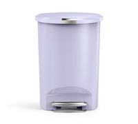 simplehuman Semi-Round Pedal Bin, 50L Kitchen Bin, Studio Edition, Pet-Proof Slide Lock, 150,000-Step Pedal, Lid Shox® Silent Close, Lilac Plastic