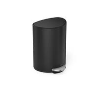 simplehuman Semi-Round Pedal Bin, 6L Bathroom Bin, Liner Pocket®, Sleek Internal Hinge, 150,000-Step Pedal, Lid Shox® Silent Close, Matte Black Steel