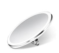 simplehuman Sensor Mirror Lighted Compact Makeup Magnifying Mirror with Light Round Travel Size White Stainless Steel