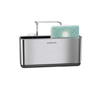 simplehuman Slim Kitchen Sink Caddy Organiser Holder Tidy, With Suction Cups, Wire Ledge Hanger, Sponge Storage, Rustproof, Brushed Stainless Steel, KT1134
