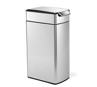 simplehuman Slim Touch-Bar Bin, 40L Kitchen Bin, Touch-Bar Opens with Hand, Elbow, or Hip, Stay-Open Lid, Space-Saving Slim Profile, Brushed Stainless Steel