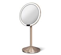 simplehuman ST3010 12cm Sensor Mirror Fold, Light Up Makeup Magnifying Mirror, 10x Magnification, Includes Padded Travel Case, LED Tru-Lux Light System, Rechargeable, Rose Gold Stainless Steel