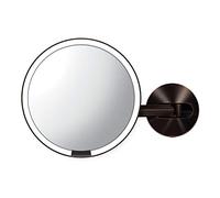 simplehuman ST3023 20cm Wall Mount Hard-Wired Sensor Mirror, Light Up Bathroom Makeup Magnifying Mirror, 5x Magnification, Telescopic Swing Arm, LED Tru-Lux Light System, Dark Bronze Stainless Steel