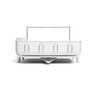 simplehuman Steel Frame Dishrack, Large Capacity Dish Drainer Rack, 360º Easy Drain Swivel Spout, Cutlery & Wine Glass Holder, Anti-Residue Coating, Moisture Control Surface, White
