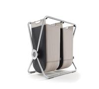 simplehuman X-Frame Hamper, Double Compartment Laundry Basket for Bedroom Bathroom, Heavy-Gauge Steel Frame, Stain & Odour Resistant Machine Washable Bags, Easy Carry Steel Handles, Chrome