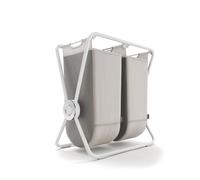 simplehuman X-Frame Hamper, Double Compartment Laundry Basket for Bedroom Bathroom, Heavy-Gauge Steel Frame, Stain & Odour Resistant Machine Washable Bags, Easy Carry Steel Handles, White