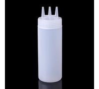 SimpleLife 3 Hole Squeeze Bottle Condiment Dispenser Sauce Vinegar Oil Ketchup Cruet Bin White 5x5x18cm/1.97x1.97x7.09