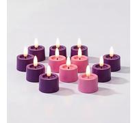 Simplelight Advent Candles, Purple & Pink Tea Lights Candles Battery Operated, Advent Wreath with Flameless Candles, Realistic Black Wick, Pack of 12-Battery Included (Purple Pink)