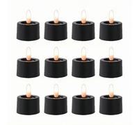 Simplelight Black Halloween Tea Lights Candles Battery Operated - LED Tea Lights with Timer, Pack of 12 Realistic Fall Candles for Pumpkin, Halloween, Christmas, Battery Included (Black)
