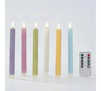 Simplelight Pastel Flameless Taper Candles with Remote -Spring Battery Operated Candles, LED Candlesticks, Easter LED Taper Candle Battery Operated Set of 6 H:9 Inch (Multi Color)