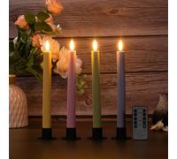 Simplelight Pastel Flameless Taper Candles with Remote -Spring Battery Operated Candles, LED Candlesticks, Easter LED Taper Candle Battery Operated H:9.5 Inch (Pink, Lavender, Yellow, Green)
