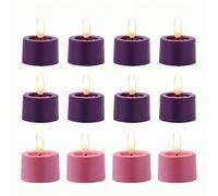 Simplelight Purple & Pink Tea Lights Candles Battery Operated, Advent Candles, Pack of 12 LED Tea Lights with Timer, Realistic Black Wick, Battery Included (Purple Pink)