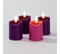 Simplelight Set of 6 Flameless Votive Candles with Timer, D 1.8”X H 3.1”, Battery Operated Realistic Black Wick Candles, Wedding, Party and Holiday Decoration (Purple Pink)