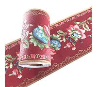 Simplemuji 5 Meters Lantern Flower Self-Adhesive Wallpaper Border PVC Wall Covering Borders Bathroo 10cm by 5mm Kitchen Tiles Decor Sticker (Red)