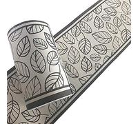 Simplemuji D Gray Leaves PVC Self Adhesive Wallpaper Border Peel and Stick Wall Borders for Bathroom Bedroom Living Room Home Decor Wall Stickers 10cm by 10meters