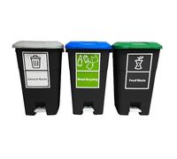 Simpler Recycling Station - Pedal Bin - 50 Litres, Recycle Station, Recycle, Pedal, General Waste, Mixed Recycling, Food Waste