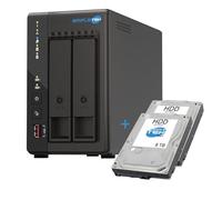 SIMPLETEK - 2-Bay NAS Storage Server with 2x HDD 8TB - Quad-Core 2.0GHz - 8GB DDR4 RAM Integrated - 2 M.2 NVMe Slots - Dual Network 2.5GbE