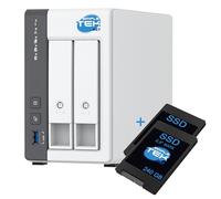 SIMPLETEK - 2 Bay (Slot) NAS System with 4GB RAM and 2 x 240GB SSD Included (480GB Total), 2.5 Gigabit LAN for Home Cloud