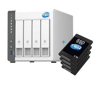 SIMPLETEK - 4-Bay NAS system with 4GB RAM, 4 x 2TB SSDs included, 4-Core and USB-A + 2.5G LAN for Cloud and Server