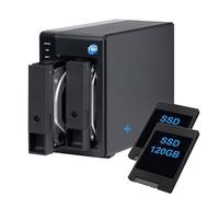 SIMPLETEK - External USB-C 3.2 DAS with 2 SATA 3.5″/2.5″ bay, 240GB SSD (2x120GB) Preinstalled, HDD/SSD compatible - Black