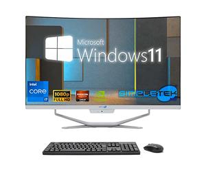 SIMPLETEK - PC All in One 27" Curved Windows 11 | 12th Gen Core i7 Processor | 8GB RAM DDR4 SSD 120GB
