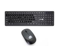SIMPLETEK - Wireless Mouse and Keyboard Combo Kit - 2.4GHz Connection - Greek QWERTY GR Layout with Pre-Applied Stickers - Black