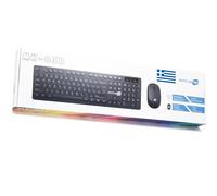 SIMPLETEK - Wireless Mouse & Keyboard Kit 2.4G Layout GR Gr reek Keyboard QWERTY with Numeric Keypad Ergonomic Mouse 3 Keys USB Receiver