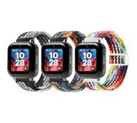 SimpleThings Braided Bands Compatible with Bark Watch, 3Pack Solo Loop Stretchy Watch Bands with Adjustable Easy Buckle for Kids Boys Girls (Chocolate&Jean&Rainbow)