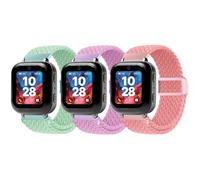 SimpleThings Braided Bands Compatible with Bark Watch, 3Pack Solo Loop Stretchy Watch Bands with Adjustable Easy Buckle for Kids Boys Girls (Teal&Purple&BrightPink)