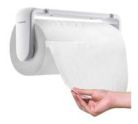 simpletome Paper Towel Holder Under Cabinet or Wall Mount ONE HAND Operation Tension Arm Kitchen Roll Holder (White, for 18-23cm/7-9inches roll)