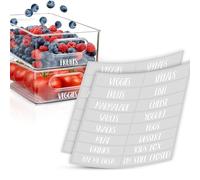 SimpleU Fridge Organiser Stickers, 32 Labels for Food Storage, Kitchen Organisation, Labelling for Fridge Boxes, White English