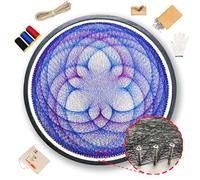 SimpleVibesXinPuwei Crafts for Adults Women kit Mandala String Art DIY Wall Decor Large Thread Painting Canvas Art Craft Gift (Blue Lotus Mandala)