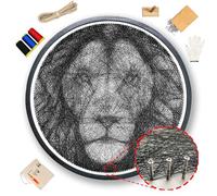 SimpleVibesXinPuwei String Art DIY Nautical Wall Art Unique Handmade Gift, String Art Kits for Adults, Crafts for Adults, Crafts for Women kit, Framed Canvas DIY Wall Decor (Lion)