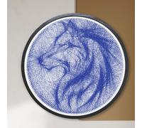 SimpleVibesXinPuwei String Art Kits for Adults, Crafts for Adults, Crafts for Women kit, Framed Canvas DIY Wall Decor, Gift Wall Art Decoration, Black, Red and Blue. (Wolf)