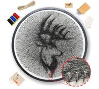SimpleVibesXinPuwei String Art Kits for Adults, Crafts for Adults, Crafts for Women kit, Framed Canvas DIY Wall Decor, Gift Wall Art Decoration, Black, Red and Blue. (Deer with Anlter)