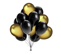 SimpleWild Shiny Metallic Gold & Black Latex Balloons - 10 Inch, Pack of 50 | Chrome Finish for Birthday Parties, Baby Showers, Decorations | Helium and Air Compatible Strong Baloons