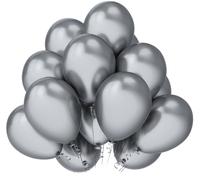 SimpleWild Shiny Metallic Silver Latex Balloons - 12-Inch, Pack of 30 | Chrome Finish for Birthday Parties, Baby Showers, Decorations | Helium and Air Compatible Baloons
