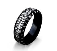 SIMPLGIRL Retro Viking Alphabet Celtic Ring Classic Titanium Steel Nordic Viking Ring for Men Irish Celtic Knot Rings Jewelry Gifts for Men Father Husband Boyfriend Size 11