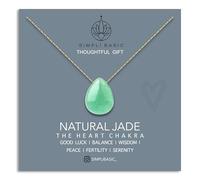 SIMPLÍ BASIC 18k Gold Plated Floating Jade Stone Pendant Necklace/Gold Jewellery for Women/Natural Healing Stone Charm/Presented in Gift Box
