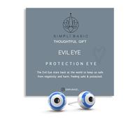 SIMPLÍ BASIC 18K Gold-Plated Sterling Silver Evil Eye Stud Earrings with Enamel - Small Evil Eye Jewellery Gift |Silver Earrings for Women | Everyday Wear, Mother’s Day & Anniversary
