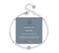 SIMPLÍ BASIC 925 Sterling Silver Evil Eye Bracelet - Adjustable Sterling Silver Beaded Bracelet with Evil Eye Charm | Ladies Silver Jewellery Gift for Women & Girls|Mother’s Day & Anniversary Present
