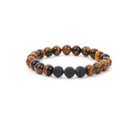 SIMPLÍ BASIC Natural 3 Matte Onyx and Tiger Eye Healing Gemstone Bracelet 4mm Bead | Entrepreneur Luck | Decision Maker | Removes Negative Energy | Inc Gift Box