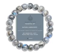 SIMPLÍ BASIC Natural 8MM Beige, Brown, Grey Combination Labradorite Crystal Stone Healing Bracelet for Women and Men with Attractive Gift Box & Velvet Pouch