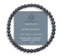SIMPLÍ BASIC Natural Black Lava Healing Gemstone Bracelet 4mm Bead | Womens & Mens Bracelets | Grounding | Stress Relief | Inc Gift Box